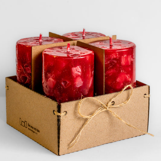Rote Stumpenkerzen im 4er-Set