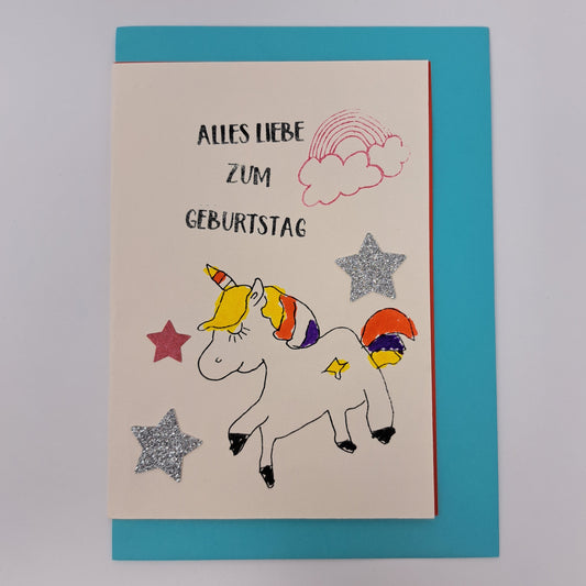 Karte "Alles Liebe zum Geburtstag" mit Einhorn